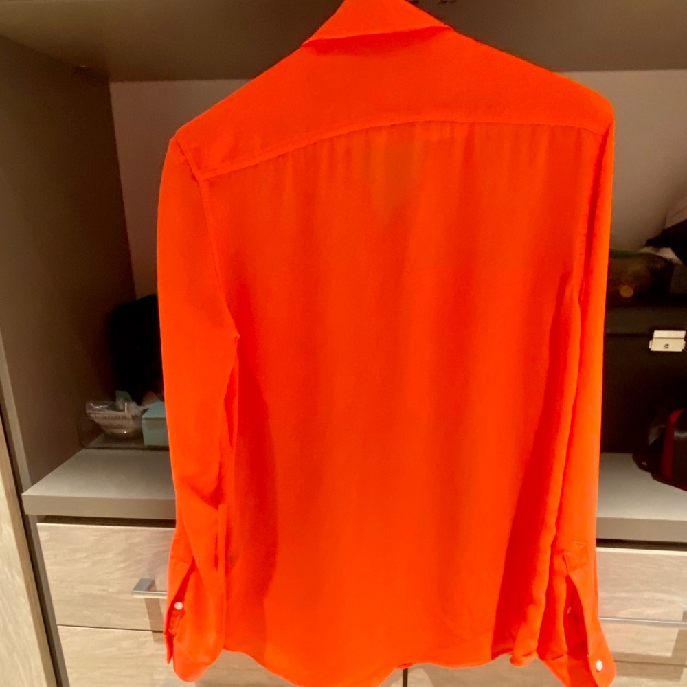 Polo RL Neon Orange Button Down Long Sleeve Blouse - Picture 6 of 8